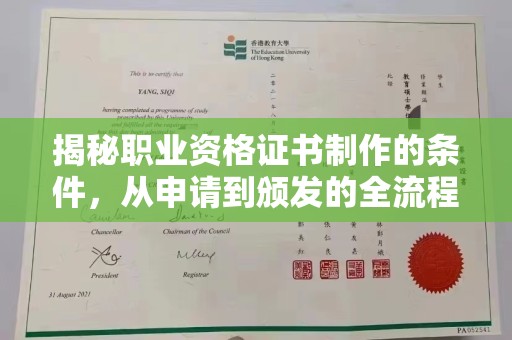 拜城揭秘职业资格证书制作的条件，从申请到颁发的全流程解析